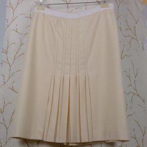 LULIU CREAM WOOL FRONT PLEATED SKIRT SIZE 14